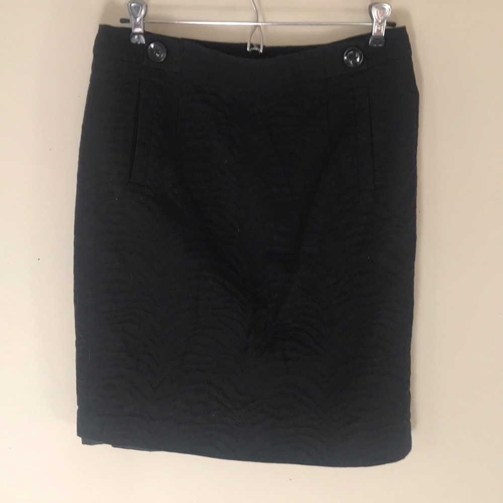 Black textured pencil skirt with buttons